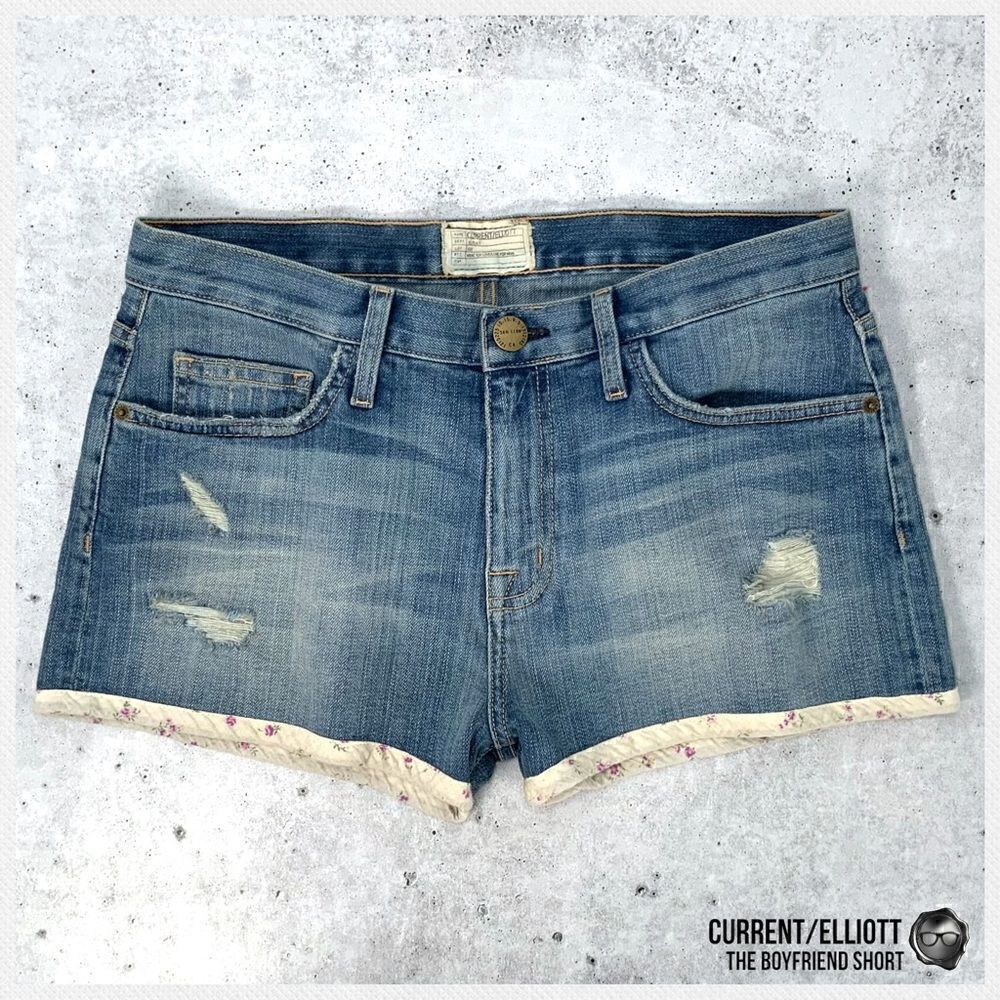 CURRENT/ELLIOTT SUPER LOVED DESTROYED BOYFRIEND SHORTS CUTOFF SIZE 27 BUTT SHORT